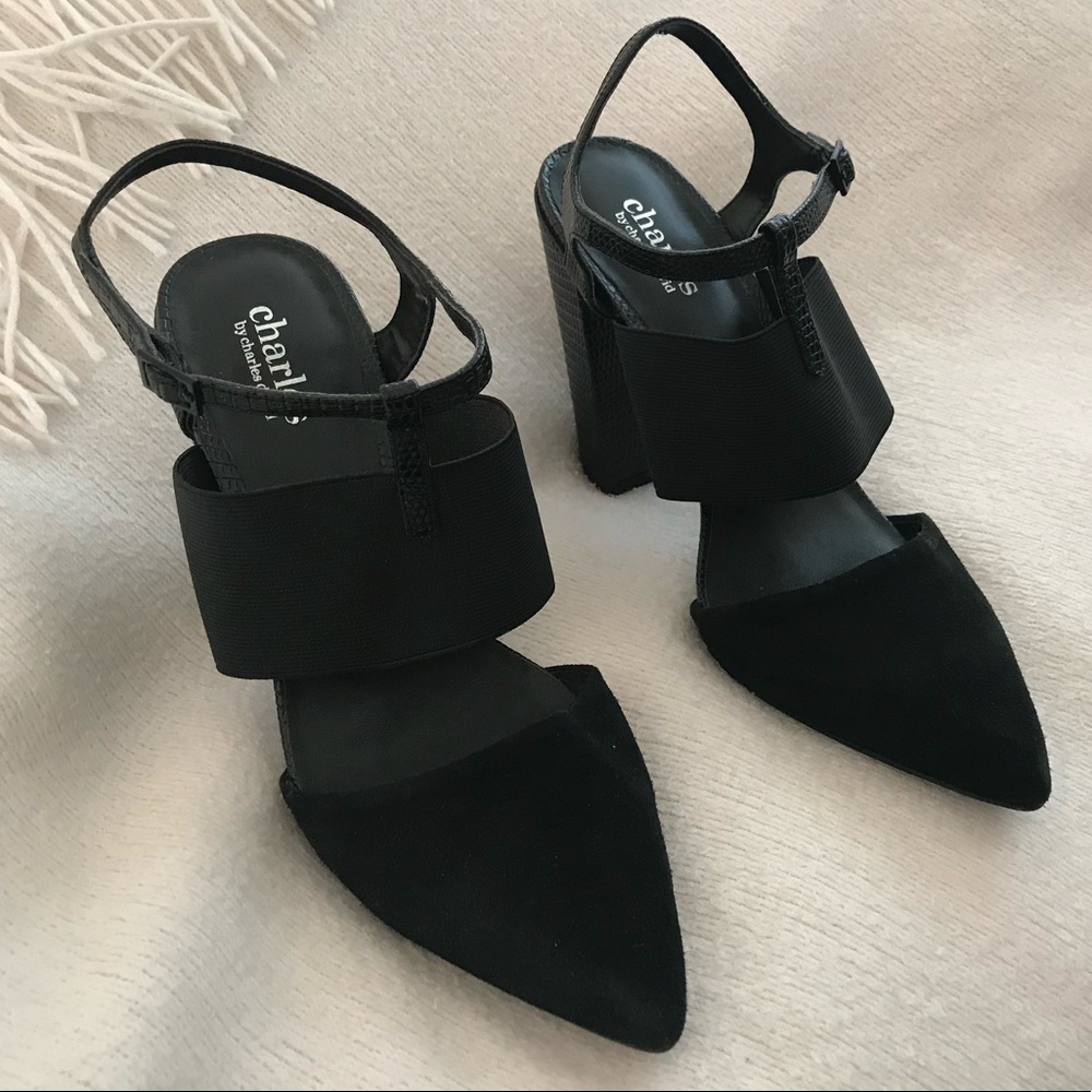 Charles David T-Strap Block Heel Pumps